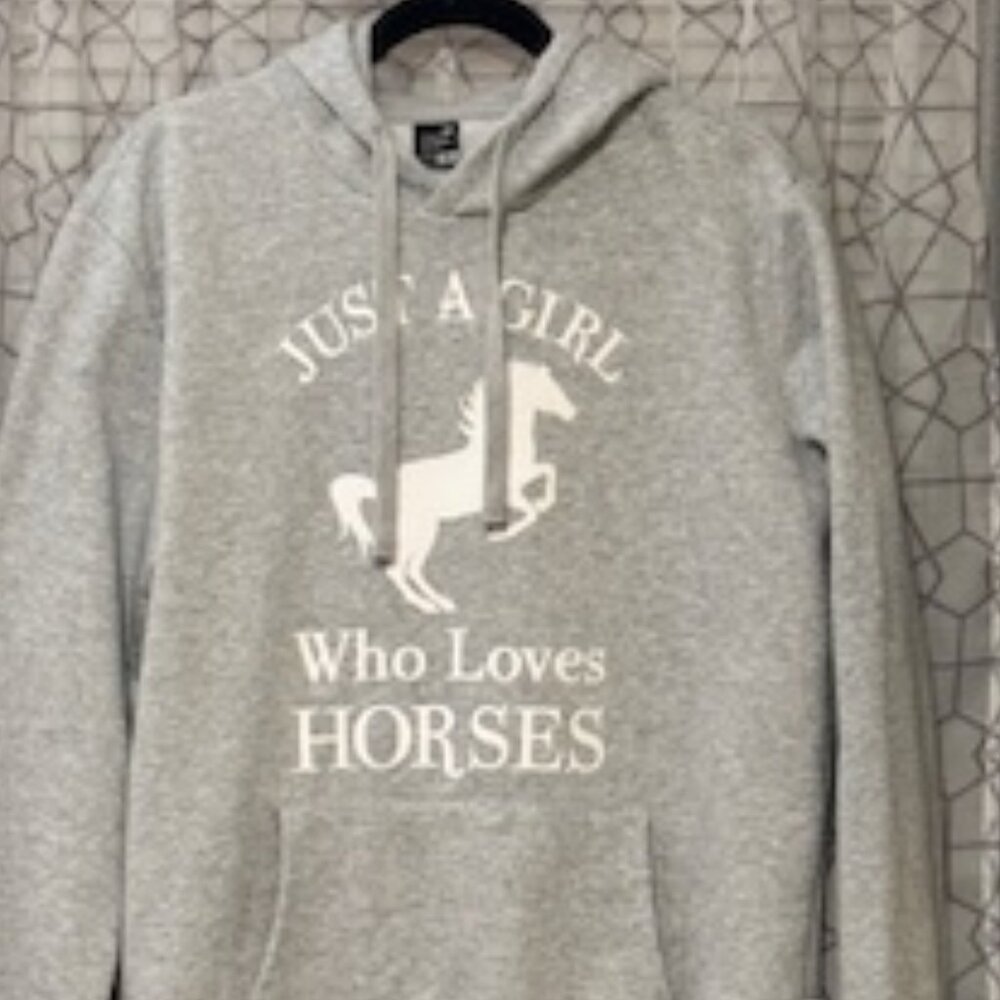 Hoodie "Just A Girl Who Loves Horses" - Gray - Picture 2 of 4